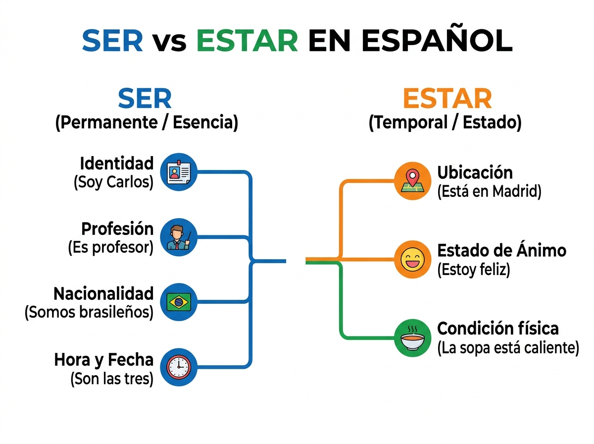 Visualização do mapa mental - Ser vs Estar em Espanhol