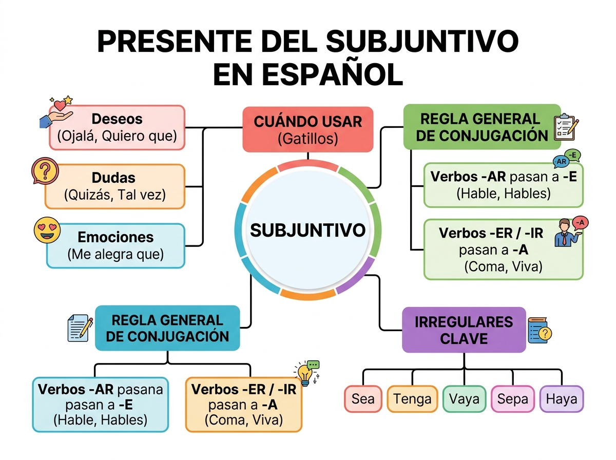 Visualização do mapa mental - Presente do Subjuntivo em Espanhol